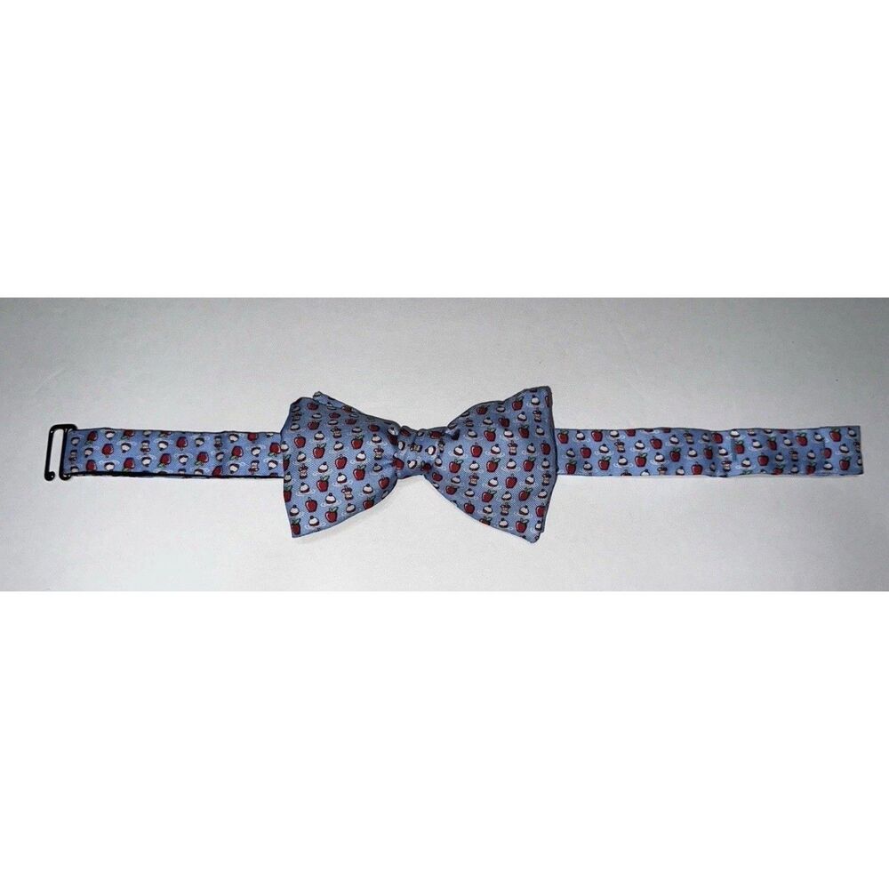 Vineyard Vines Bobbin' For Apples Boys Silk Bow Tie in Jake Blue *NEW & HTF